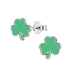 Silver Shamrock Stud Earrings - 22271