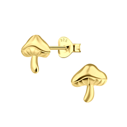 Silver Mushroom Stud Earrings - 22062