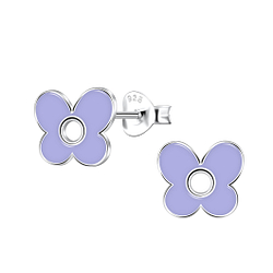 Silver Butterfly Stud Earrings - 22152