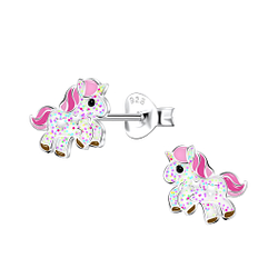 Silver Unicorn Stud Earrings - 22197
