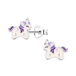 Silver Unicorn Stud Earrings - 22174