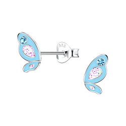 Silver Butterfly Stud Earrings - 22179