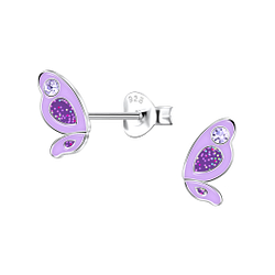 Silver Butterfly Stud Earrings - 22181