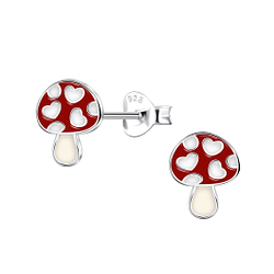 Silver Mushroom Stud Earrings - 22156