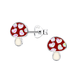 Silver Mushroom Stud Earrings - 22157