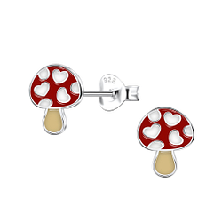 Silver Mushroom Stud Earrings - 22158