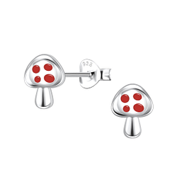 Silver Mushroom Stud Earrings - 22147