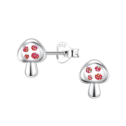 Silver Mushroom Stud Earrings - 22148