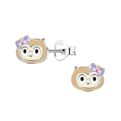 Silver Owl Stud Earrings - 22089