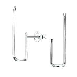 Silver Geometric Stud Earrings - 22100