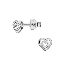 Silver Heart Stud Earrings - 22281