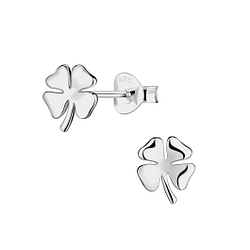 Silver Clover Stud Earrings - 22215