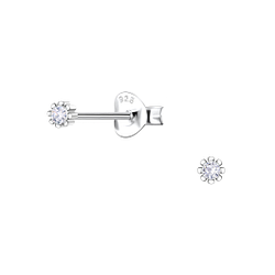Silver Single Stone Stud Earrings - 22189 Silver Single Stone Stud Earrings - 22189
