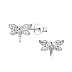 Silver Dragonfly Stud Earrings - 22104
