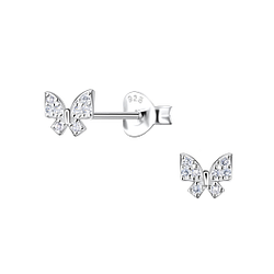 Silver Butterfly Stud Earrings - 22115