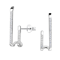 Silver Geometric Stud Earrings - 22119