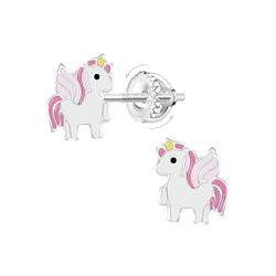 Silver Unicorn Screw Back Earrings - 22201 Silver Unicorn Screw Back Earrings - 22201
