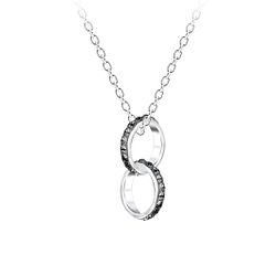 Silver Circle Crystal Necklace - Wholesale - 22260