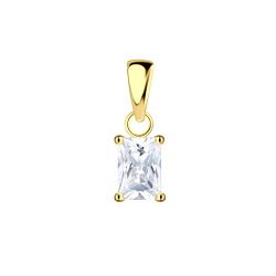 4x6mm Baguette Cubic Zirconia Silver Pendant - 22234
