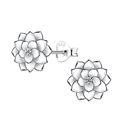 Silver Flower Stud Earrings - 22647