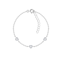 Silver Triple Heart Bracelet - 22627