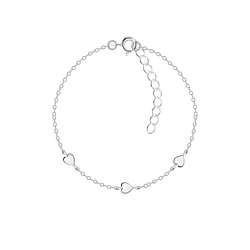 Silver Triple Heart Bracelet - 22628