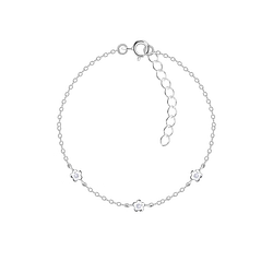 Silver Triple Flower Bracelet - 22624