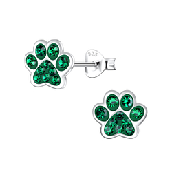 Silver Paw Print Stud Earrings - Wholesale - 4083