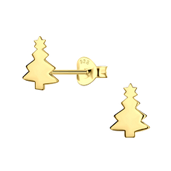 Silver Christmas Tree Stud Earrings - 22413