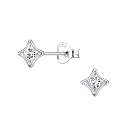 Silver Geometric Stud Earrings - 22409
