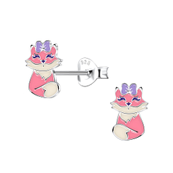 Silver Fox Stud Earrings - 22394