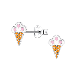 Silver Ice Cream Stud Earrings - 22416