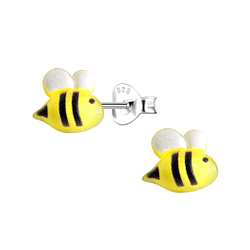 Silver Stud Earrings with Resin Bee - 22761 Silver Stud Earrings with Resin Bee - 22761