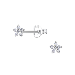 Silver Flower Stud Earrings  - 22419