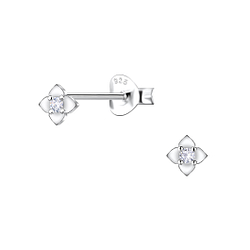 Silver Flower Stud Earrings - 22671