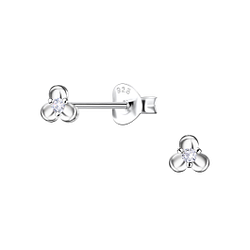 Silver Flower Stud Earrings - 22677