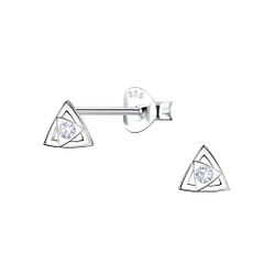Silver Triangle Stud Earrings - 22683