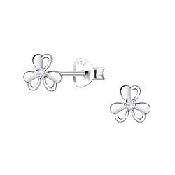 Silver Flower Stud Earrings - 22691