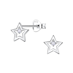 Silver Star Stud Earrings - 22695
