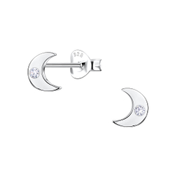 Silver Moon Stud Earrings - 22697