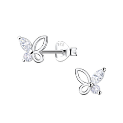Silver Butterfly Stud Earrings  - 22403