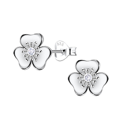 Silver Flower Stud Earrings - 22638