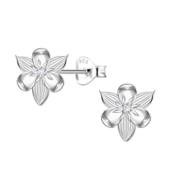 Silver Flower Stud Earrings - 22641