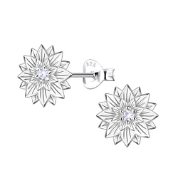 Silver Flower Stud Earrings - 22642
