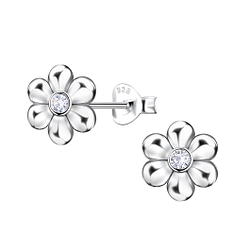 Silver Flower Stud Earrings - 22643