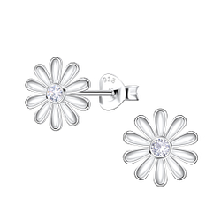 Silver Flower Stud Earrings - 22645