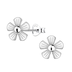 Silver Flower Stud Earrings - 22649
