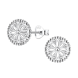 Silver Flower Stud Earrings - 22653