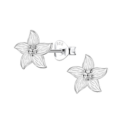 Silver Flower Stud Earrings - 22654