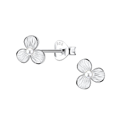 Silver Flower Stud Earrings - 22658